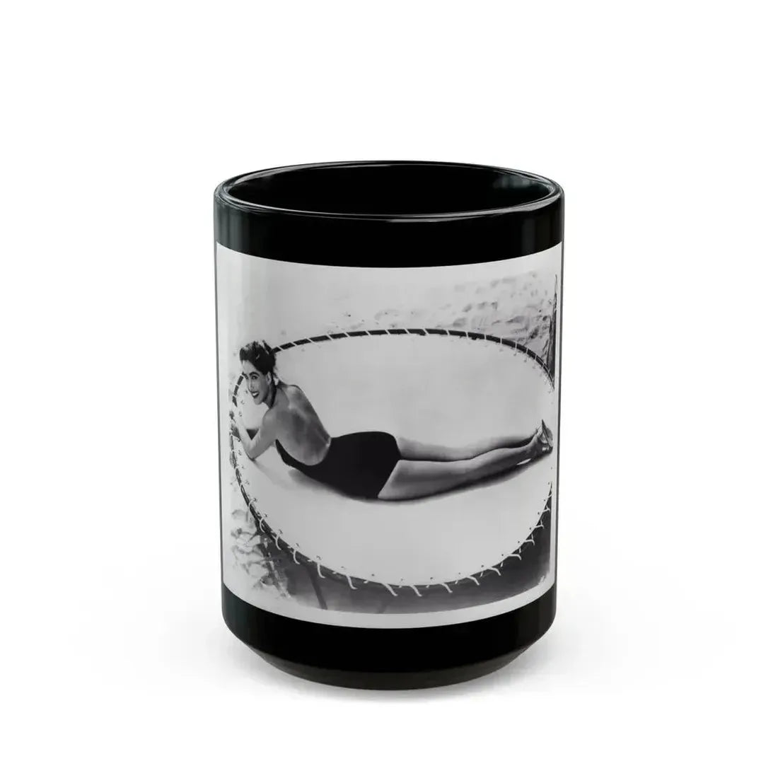 Julia Adams #02 - 8x10 B&W Full Body One Piece Swimuit Cheesecake Photo from Irving Klaw Negative (Vintage Female Icon) Black Coffee Mug 15oz - Go Mug Yourself