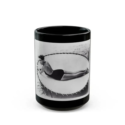 Julia Adams #02 - 8x10 B&W Full Body One Piece Swimuit Cheesecake Photo from Irving Klaw Negative (Vintage Female Icon) Black Coffee Mug 15oz - Go Mug Yourself