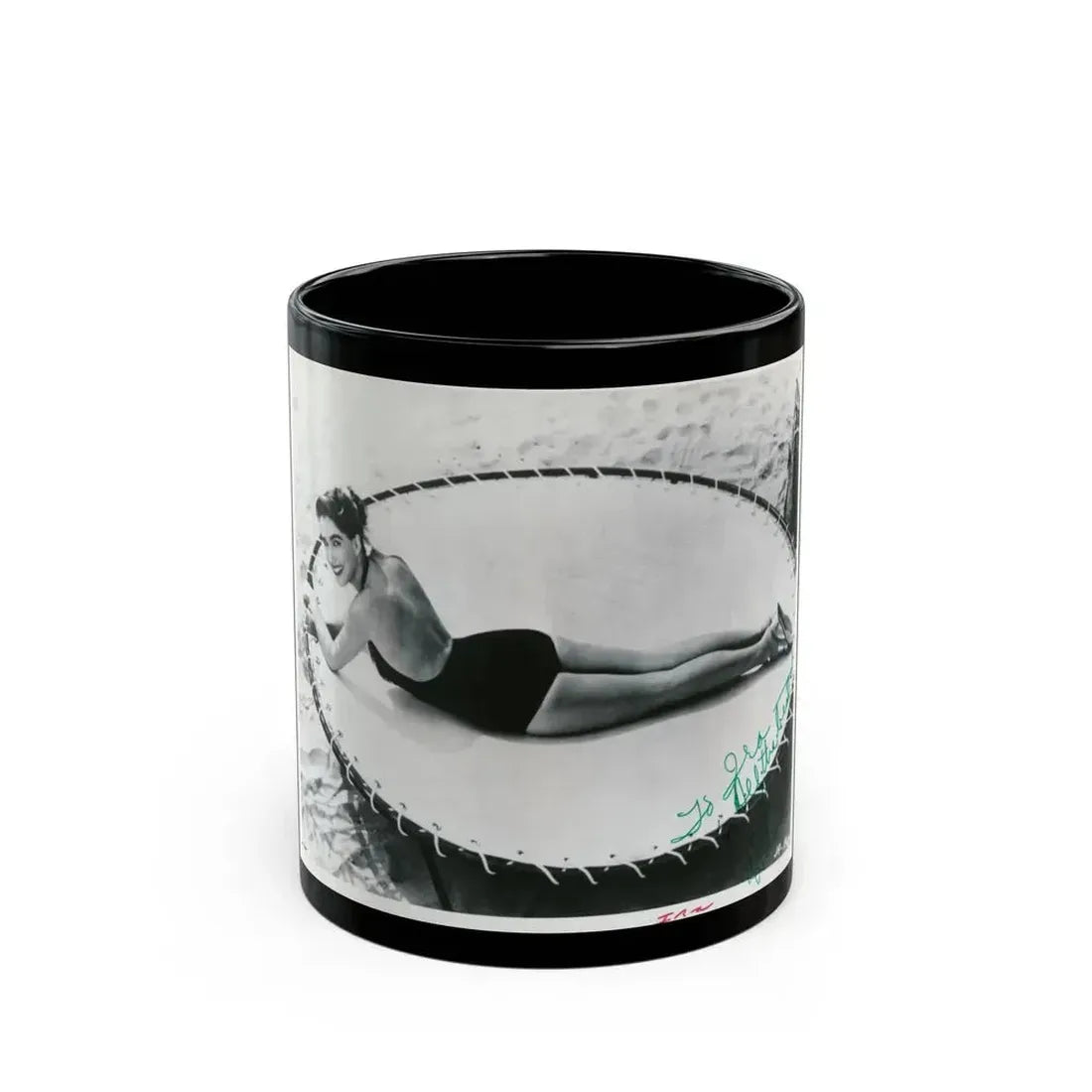 Julia Adams #02 - 8x10 B&W Full Body One Piece Swimuit Cheesecake Photo (Vintage Female Icon) Black Coffee Mug 11oz - Go Mug Yourself