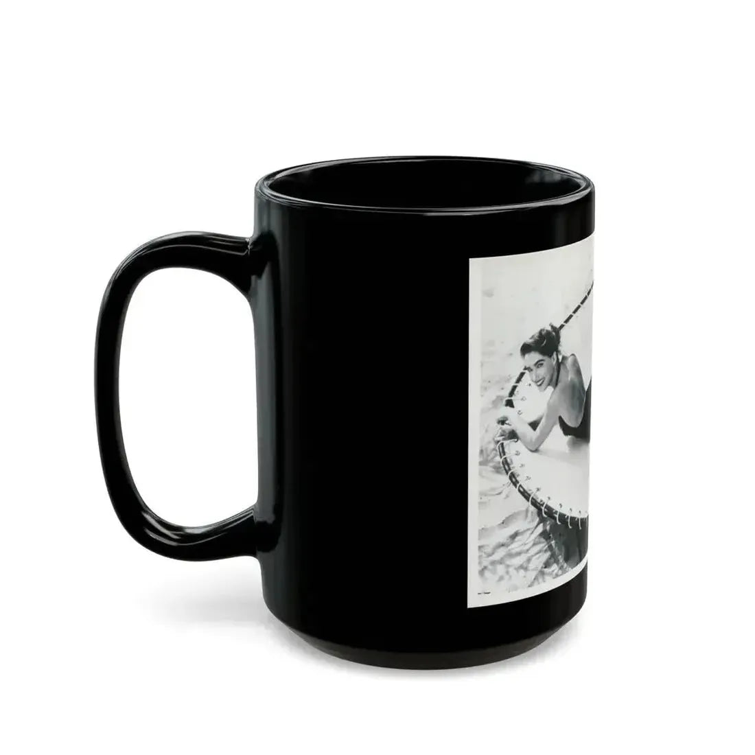 Julia Adams #02 - 8x10 B&W Full Body One Piece Swimuit Cheesecake Photo (Vintage Female Icon) Black Coffee Mug - Go Mug Yourself