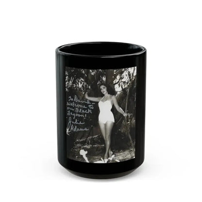 Julia Adams #106 - 8x10 B&W Full Body 1-Piece Swimsuit Promo Photo for Creature From The Black Lagoon '54 1 (Vintage Female Icon) Black Coffee Mug 15oz - Go Mug Yourself
