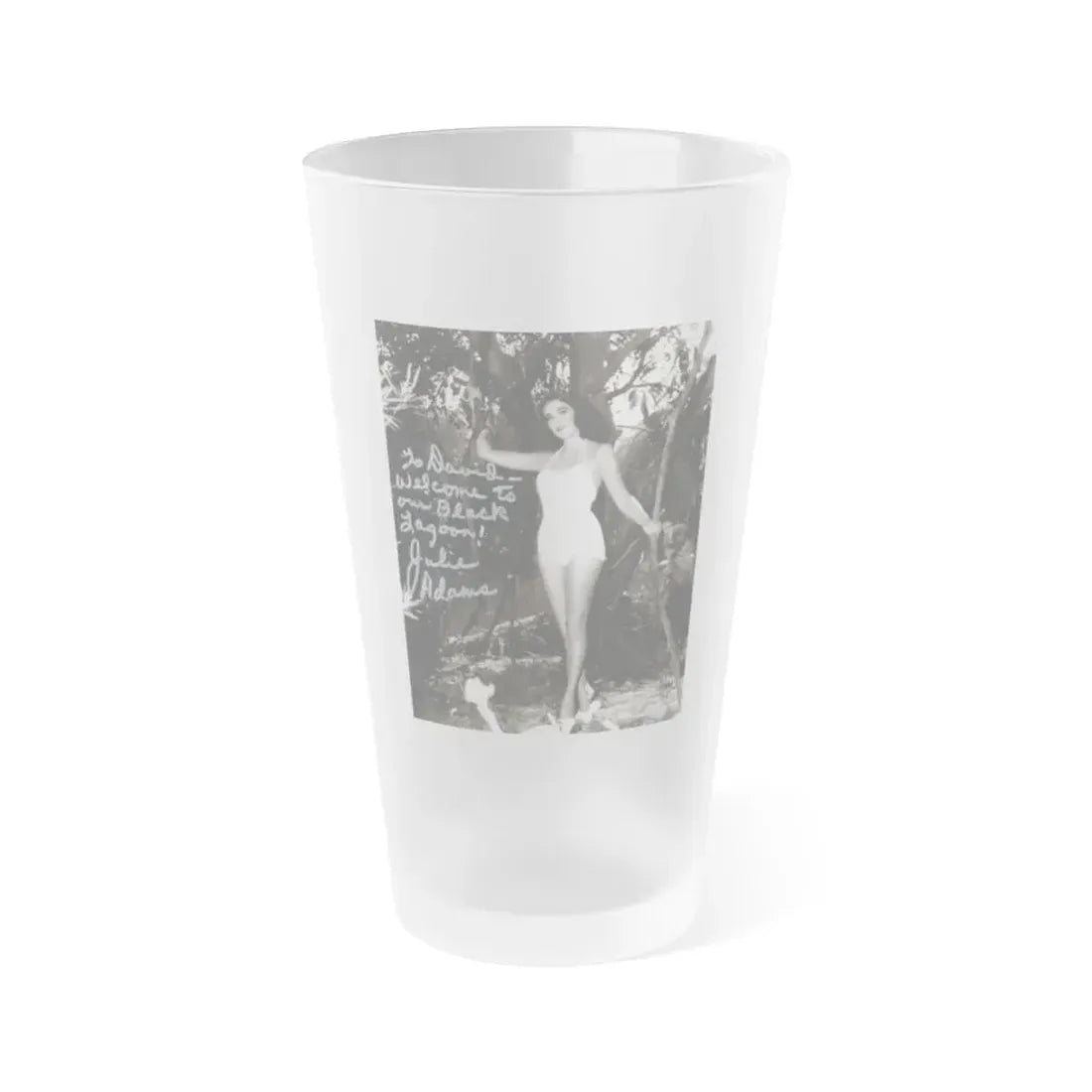 Julia Adams #106 - 8x10 B&W Full Body 1-Piece Swimsuit Promo Photo for Creature From The Black Lagoon '54 1 (Vintage Female Icon) Frosted Pint Glass 16oz 16oz Frosted - Go Mug Yourself