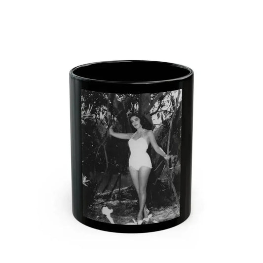 Julia Adams #106 - 8x10 B&W Full Body 1-Piece Swimsuit Promo Photo for Creature From The Black Lagoon '54 (Vintage Female Icon) Black Coffee Mug 11oz - Go Mug Yourself