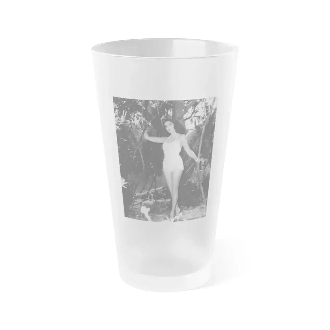 Julia Adams #106 - 8x10 B&W Full Body 1-Piece Swimsuit Promo Photo for Creature From The Black Lagoon '54 (Vintage Female Icon) Frosted Pint Glass 16oz 16oz Frosted - Go Mug Yourself