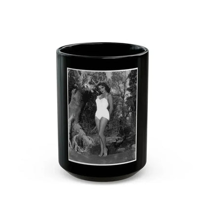 Julia Adams #177 - 8x10 B&W Full Body 1-Piece Swimsuit Promo Photo for Creature From The Black Lagoon '54 (Vintage Female Icon) Black Coffee Mug 15oz - Go Mug Yourself