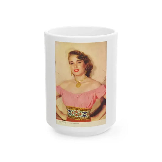 Julia Adams #203 - 6x10 Color Japanese Magazine Page Waist to Upper Body Glamour Photo (Vintage Female Icon) White Coffee Mug 15oz - Go Mug Yourself