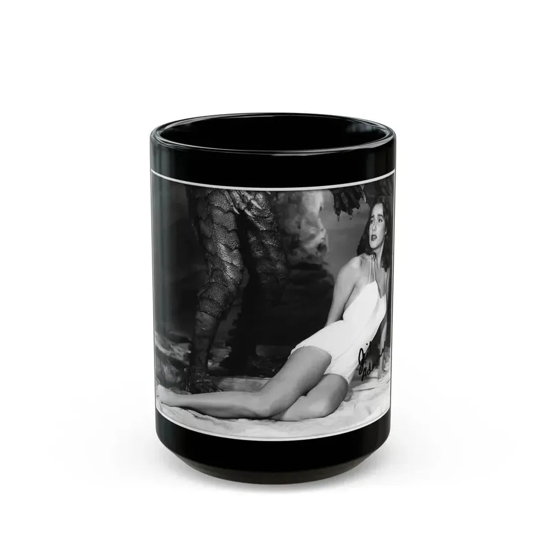 Julia Adams #212 - 8x10 B&W Full Body 1-Piece Swimsuit Promo Photo for Creature From The Black Lagoon '54 1 (Vintage Female Icon) Black Coffee Mug 15oz - Go Mug Yourself