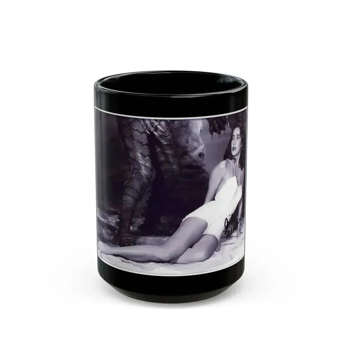 Julia Adams #212 - 8x10 B&W Full Body 1-Piece Swimsuit Promo Photo for Creature From The Black Lagoon '54 (Vintage Female Icon) Black Coffee Mug 15oz - Go Mug Yourself