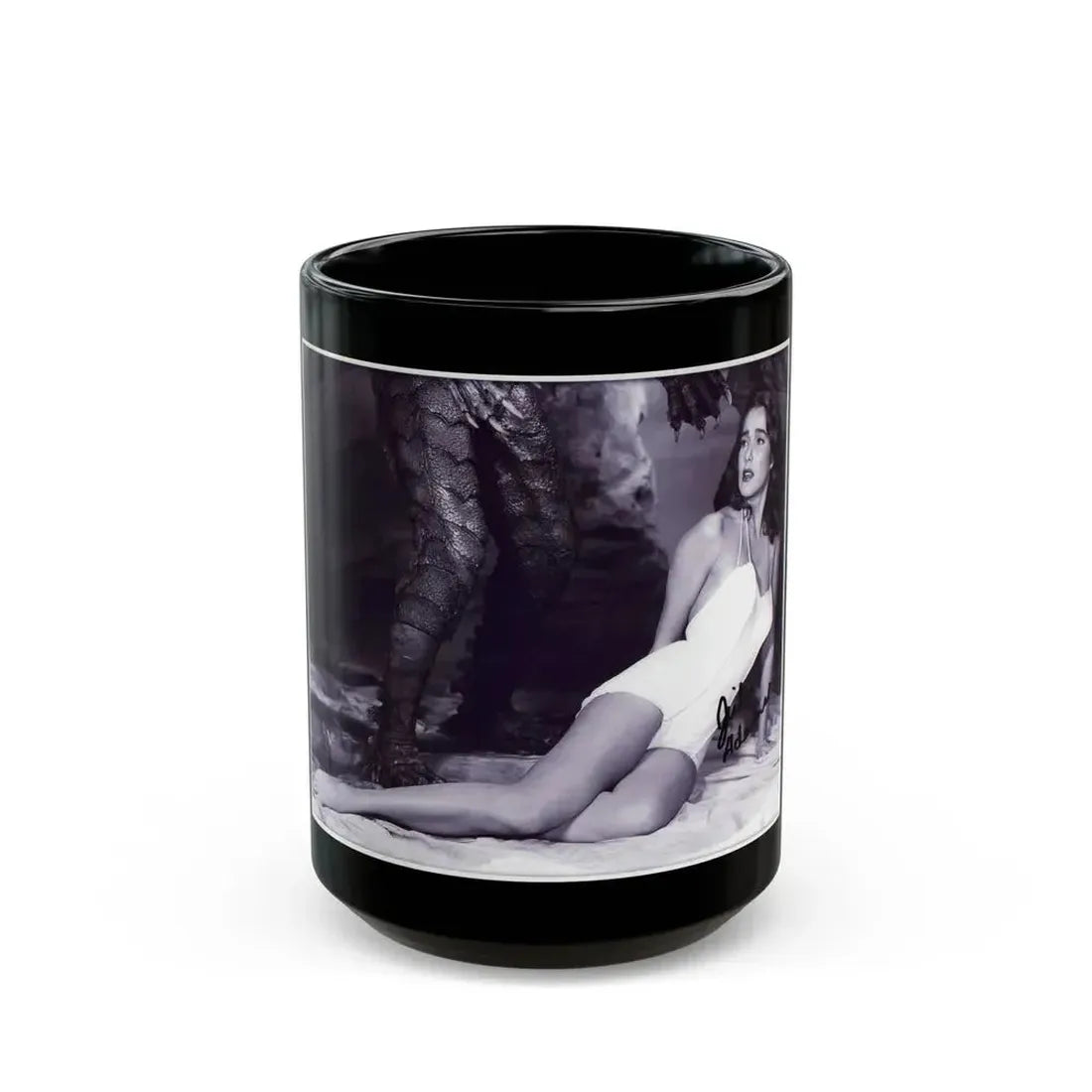 Julia Adams #212 - 8x10 B&W Full Body 1-Piece Swimsuit Promo Photo for Creature From The Black Lagoon '54 (Vintage Female Icon) Black Coffee Mug 15oz - Go Mug Yourself