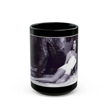 Julia Adams #212 - 8x10 B&W Full Body 1-Piece Swimsuit Promo Photo for Creature From The Black Lagoon '54 (Vintage Female Icon) Black Coffee Mug 15oz - Go Mug Yourself