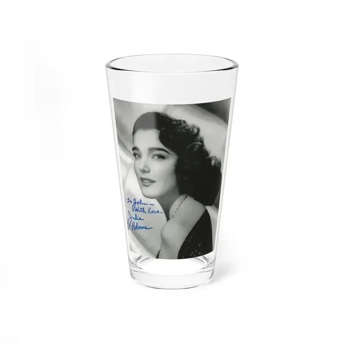 Julia Adams #32 - 8x10 B&W Head & Shoulder Glamour Portrait 1 (Vintage Female Icon) Pint Glass 16oz 16oz - Go Mug Yourself