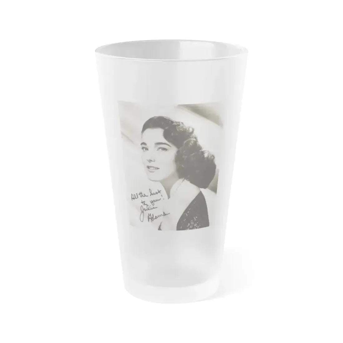 Julia Adams #32 - 8x10 B&W Head & Shoulder Glamour Portrait (Vintage Female Icon) Frosted Pint Glass 16oz 16oz Frosted - Go Mug Yourself