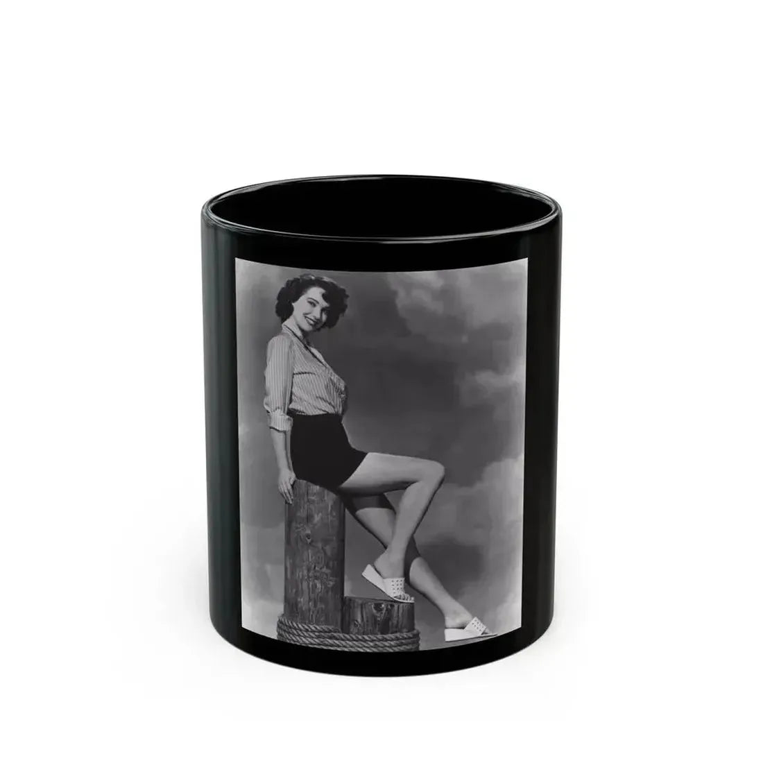 Julia Adams #58 - 8x10 Leggy Cheesecake Photo Re-Print from Irving Klaw Negative (Vintage Female Icon) Black Coffee Mug 11oz - Go Mug Yourself