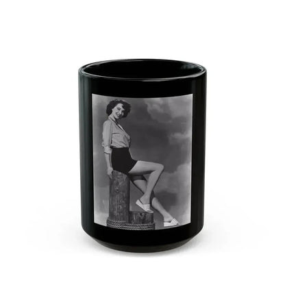 Julia Adams #58 - 8x10 Leggy Cheesecake Photo Re-Print from Irving Klaw Negative (Vintage Female Icon) Black Coffee Mug 15oz - Go Mug Yourself