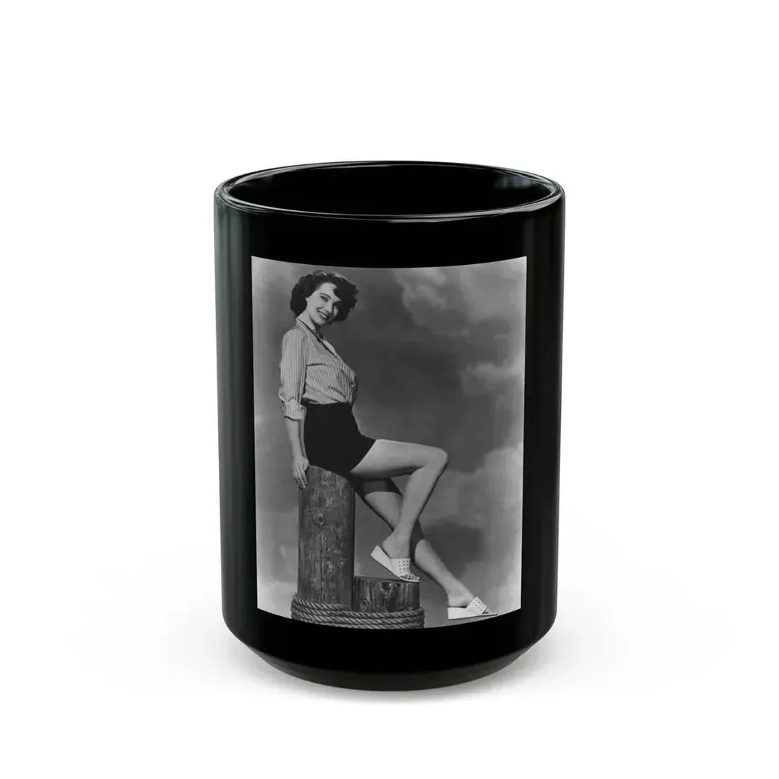 Julia Adams #58 - 8x10 Leggy Cheesecake Photo Re-Print from Irving Klaw Negative (Vintage Female Icon) Black Coffee Mug 15oz - Go Mug Yourself