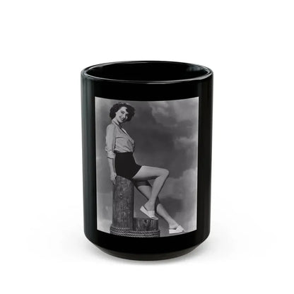 Julia Adams #58 - 8x10 Leggy Cheesecake Photo Re-Print from Irving Klaw Negative (Vintage Female Icon) Black Coffee Mug 15oz - Go Mug Yourself