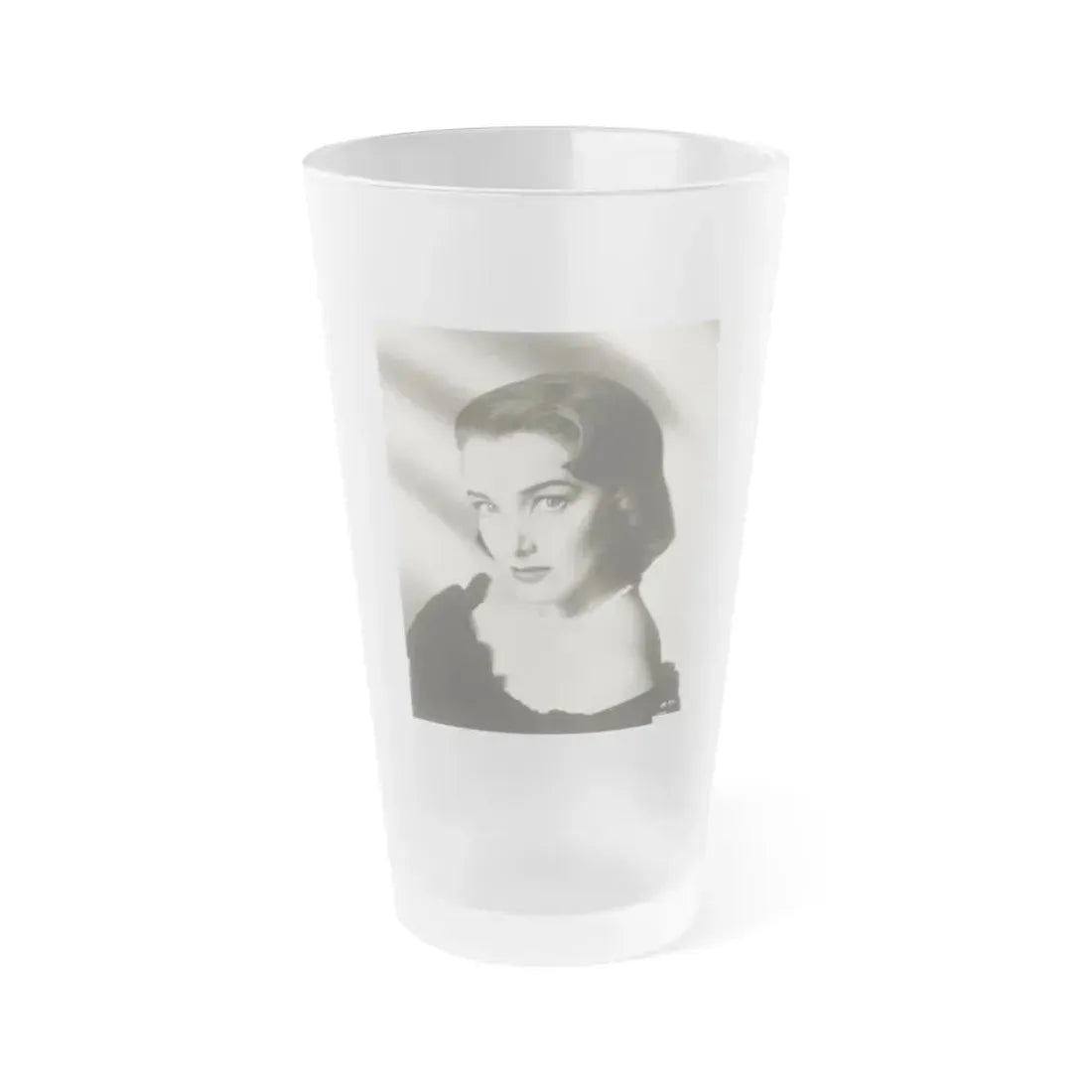 Julia Adams #61 - Vintage B&W Upper Body & Glamour Portrait from 50's as a 7x9 (Vintage Female Icon) Frosted Pint Glass 16oz 16oz Frosted - Go Mug Yourself