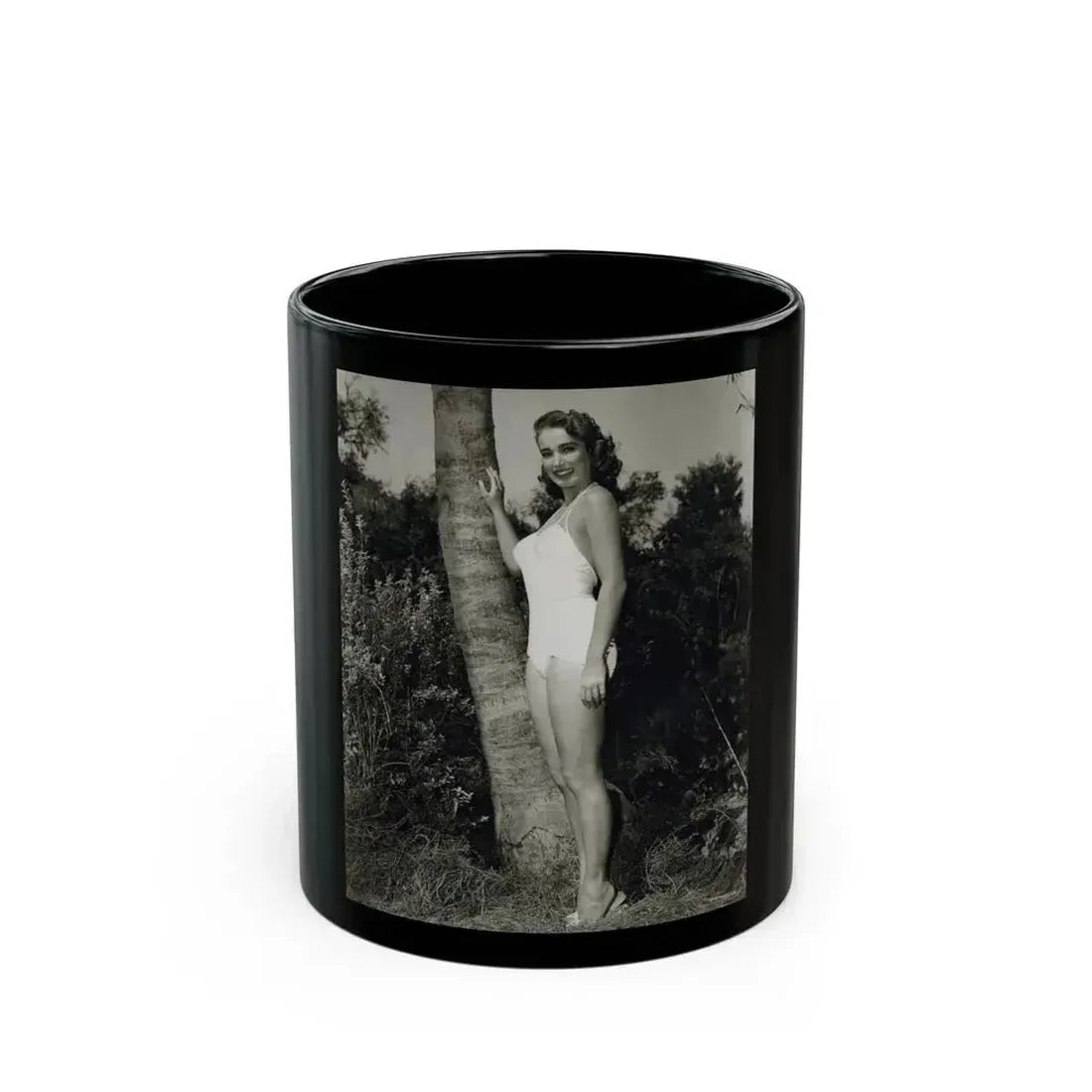 Julia Adams #97 - 8x10 B&W Full Body 1-Piece Swimsuit Promo Photo for Creature From The Black Lagoon '54 2 (Vintage Female Icon) Black Coffee Mug 11oz - Go Mug Yourself