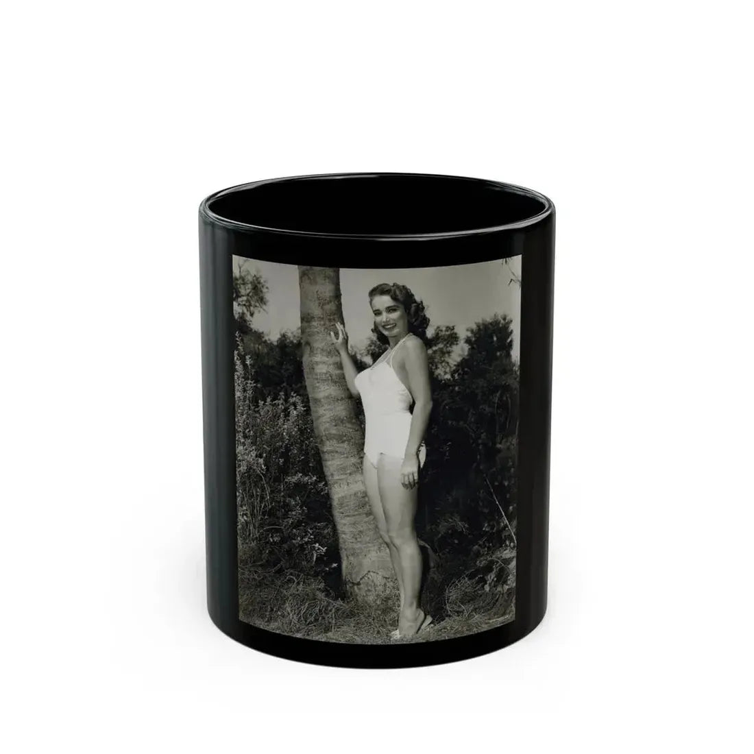 Julia Adams #97 - 8x10 B&W Full Body 1-Piece Swimsuit Promo Photo for Creature From The Black Lagoon '54 2 (Vintage Female Icon) Black Coffee Mug - Go Mug Yourself