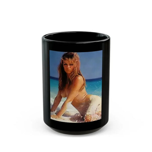 Julie Ege #127 - Topless (Vintage Female Icon) Black Coffee Mug 15oz - Go Mug Yourself