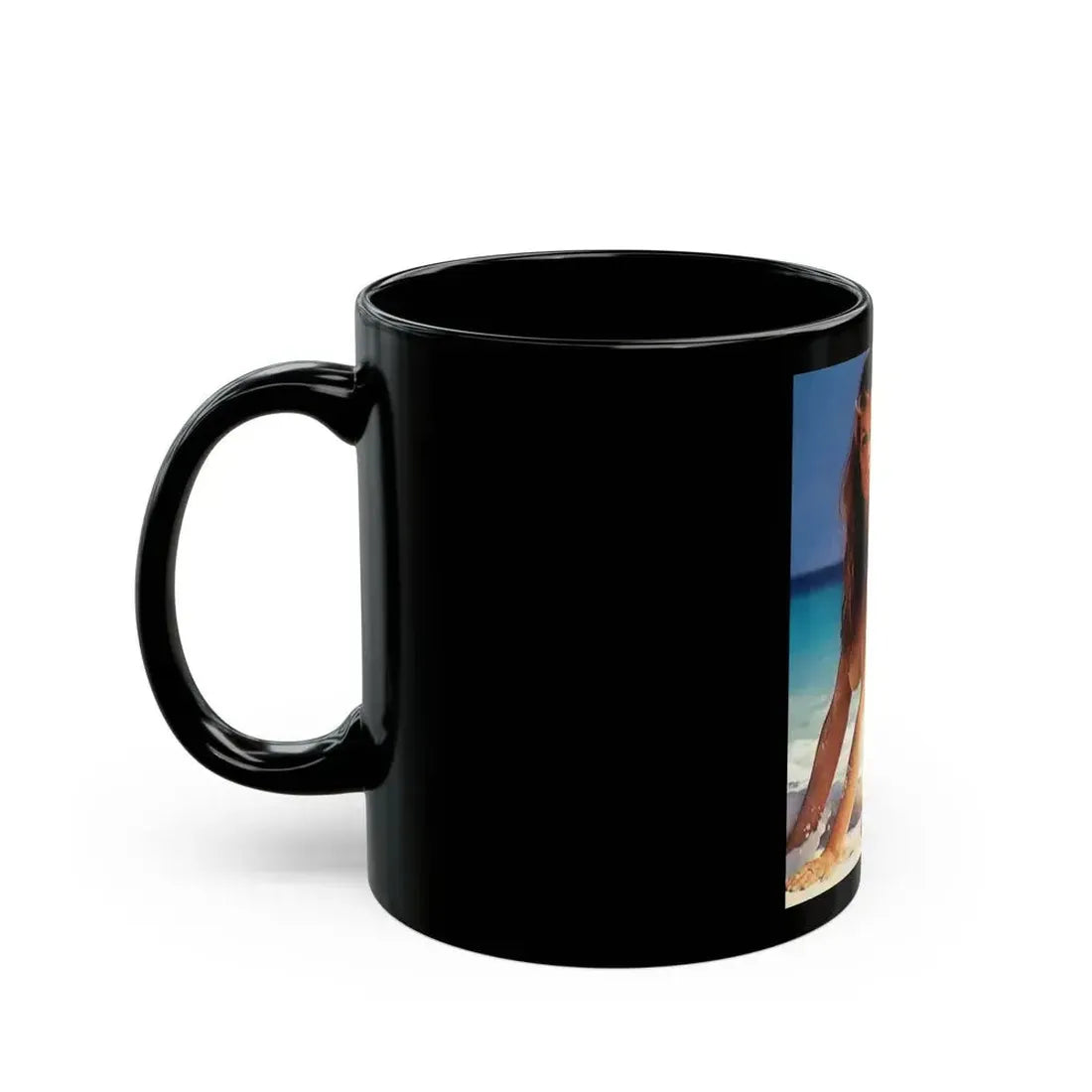 Julie Ege #127 - Topless (Vintage Female Icon) Black Coffee Mug - Go Mug Yourself