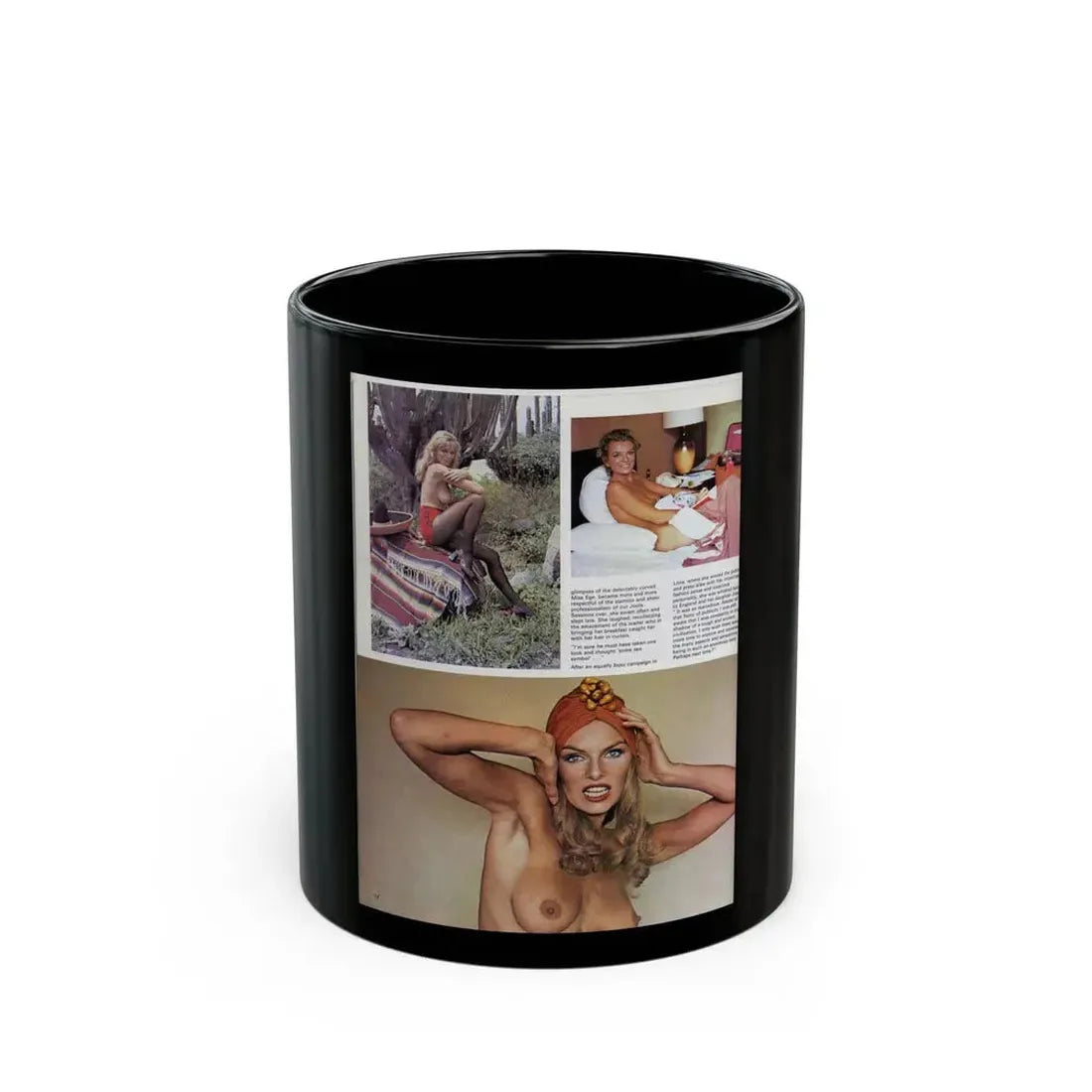 Julie Ege #147 - Topless Mag. Photos & Article (Vintage Female Icon) Black Coffee Mug 11oz - Go Mug Yourself