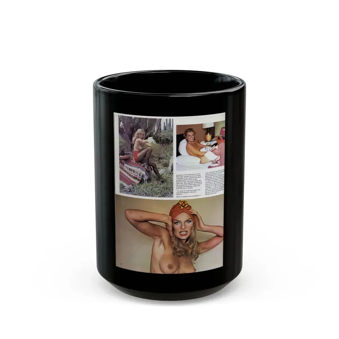 Julie Ege #147 - Topless Mag. Photos & Article (Vintage Female Icon) Black Coffee Mug 15oz - Go Mug Yourself