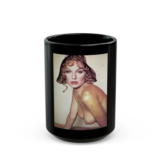 Julie Ege #147 - Topless (Vintage Female Icon) Black Coffee Mug 15oz - Go Mug Yourself