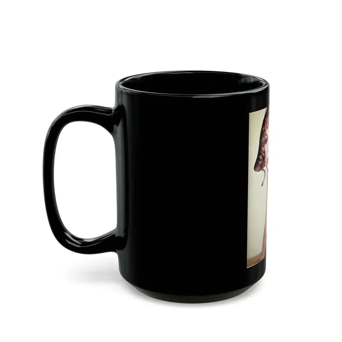 Julie Ege #147 - Topless (Vintage Female Icon) Black Coffee Mug - Go Mug Yourself