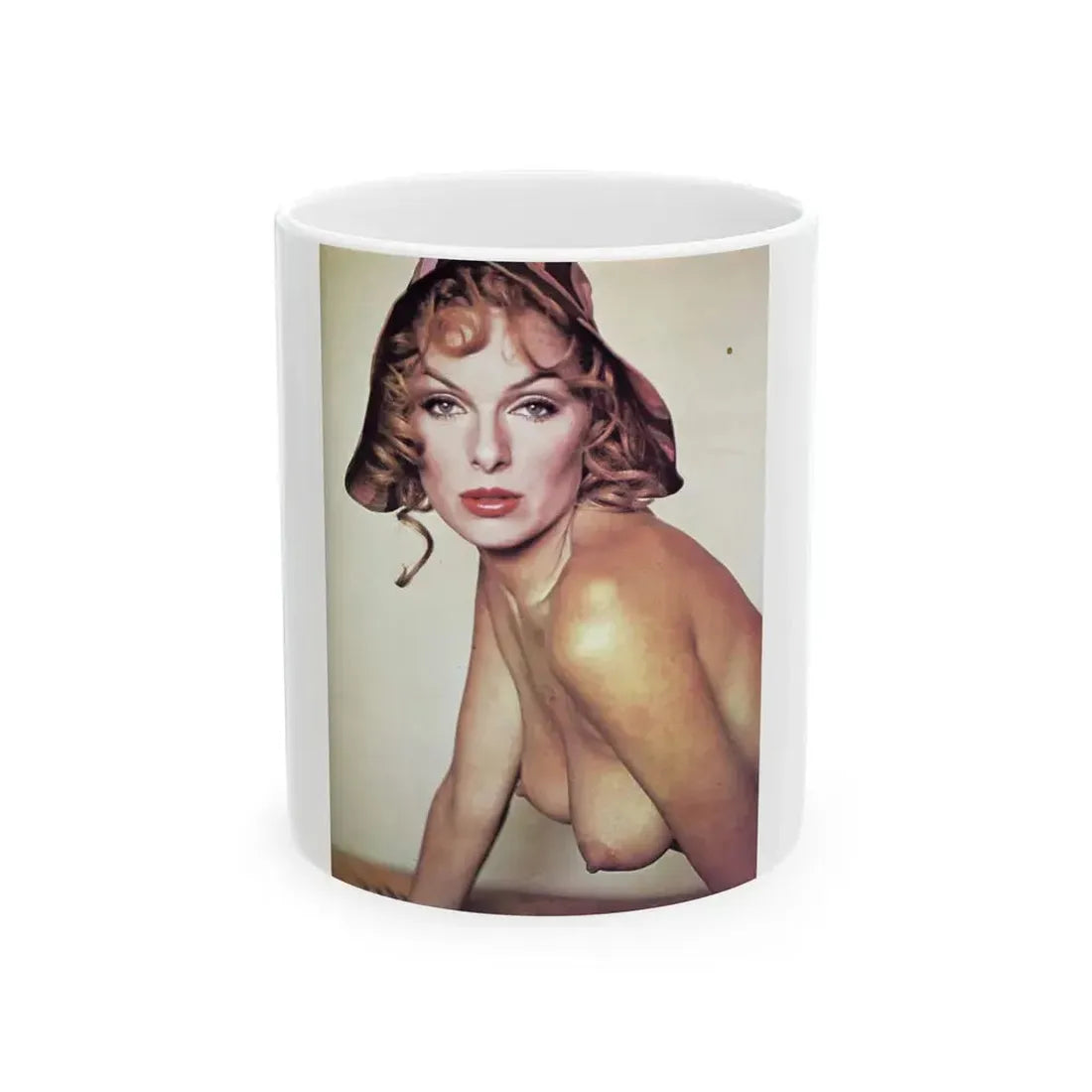 Julie Ege #147 - Topless (Vintage Female Icon) White Coffee Mug 11oz - Go Mug Yourself