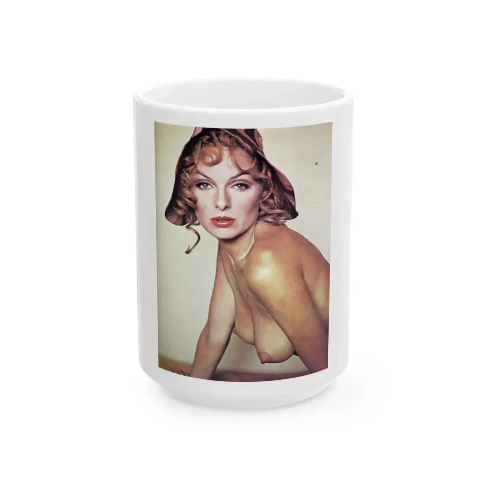 Julie Ege #147 - Topless (Vintage Female Icon) White Coffee Mug 15oz - Go Mug Yourself