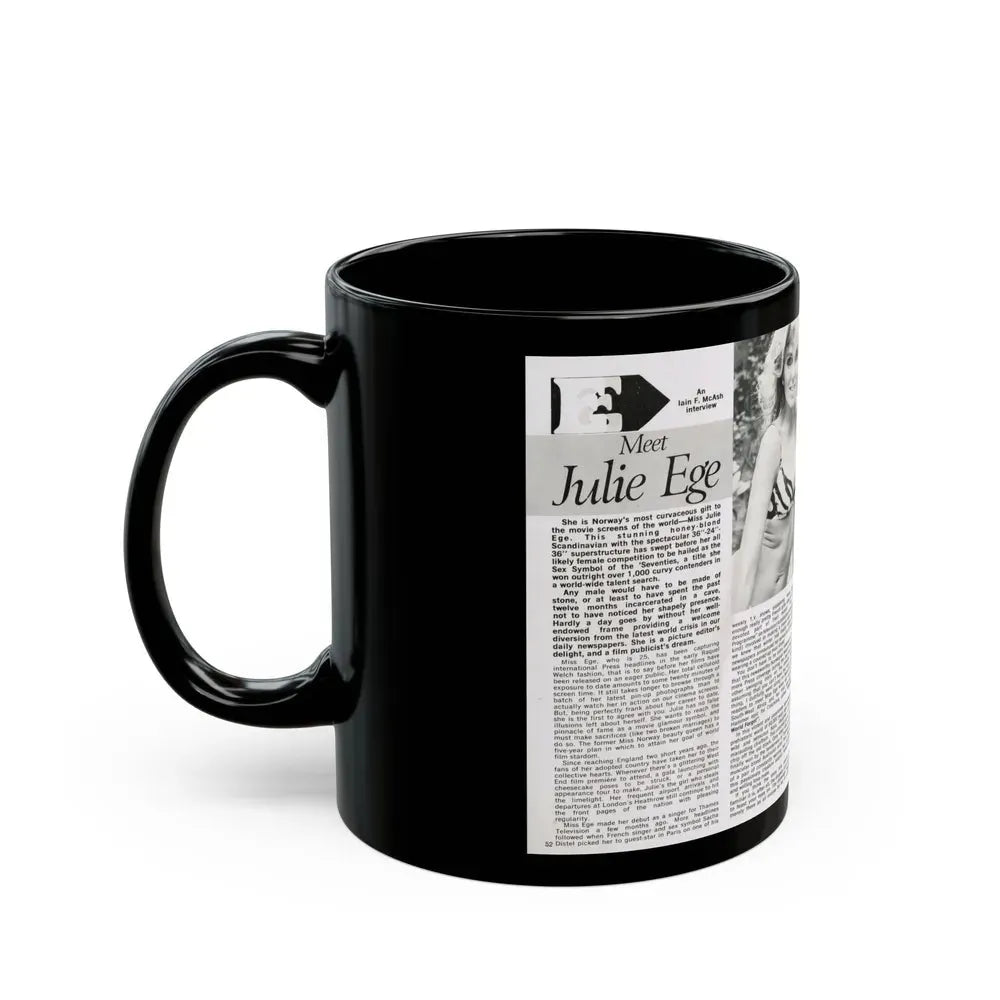 Julie Ege #187 (Vintage Female Icon) Black Coffee Mug - Go Mug Yourself