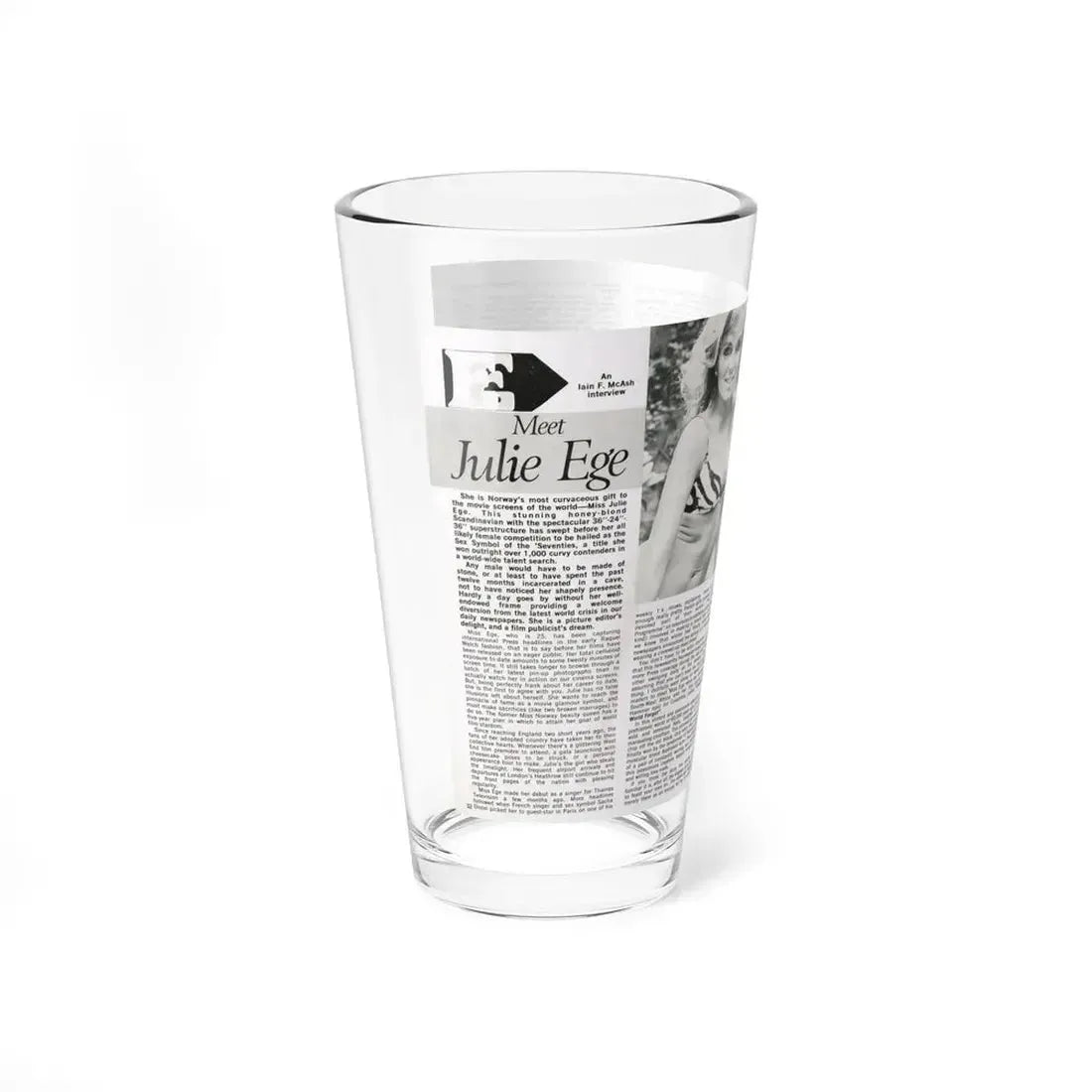 Julie Ege #187 (Vintage Female Icon) Pint Glass 16oz - Go Mug Yourself