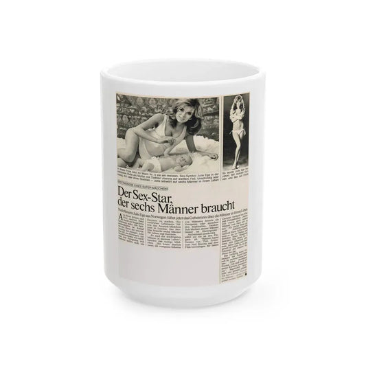 Julie Ege #189 (Vintage Female Icon) White Coffee Mug 15oz - Go Mug Yourself