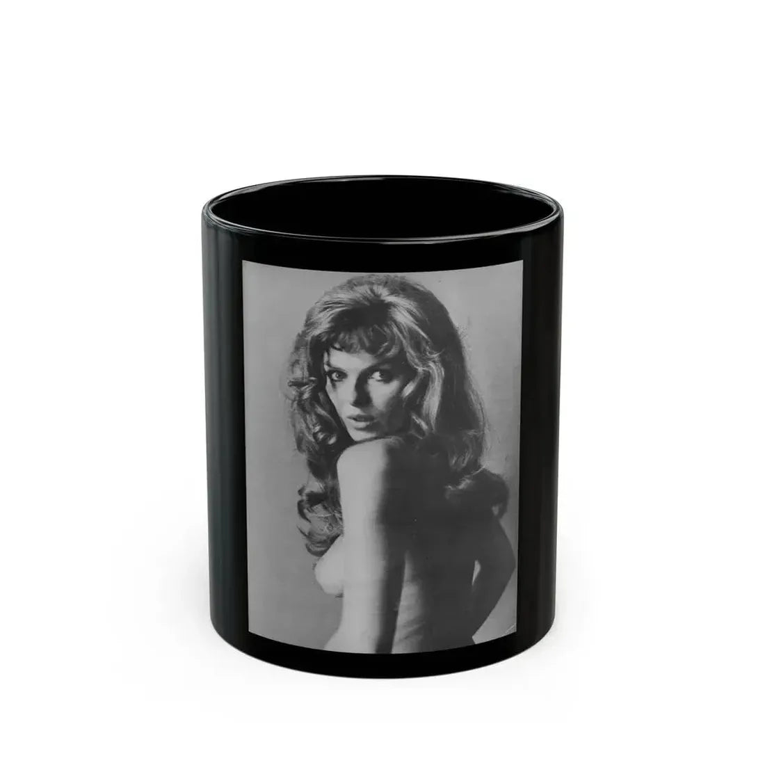 Julie Ege #196 - Topless (Vintage Female Icon) Black Coffee Mug 11oz - Go Mug Yourself