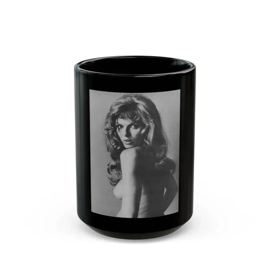 Julie Ege #196 - Topless (Vintage Female Icon) Black Coffee Mug 15oz - Go Mug Yourself