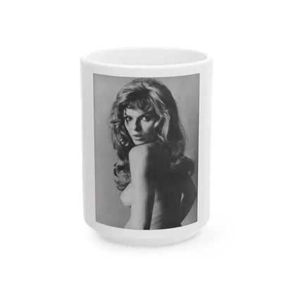 Julie Ege #196 - Topless (Vintage Female Icon) White Coffee Mug 15oz - Go Mug Yourself