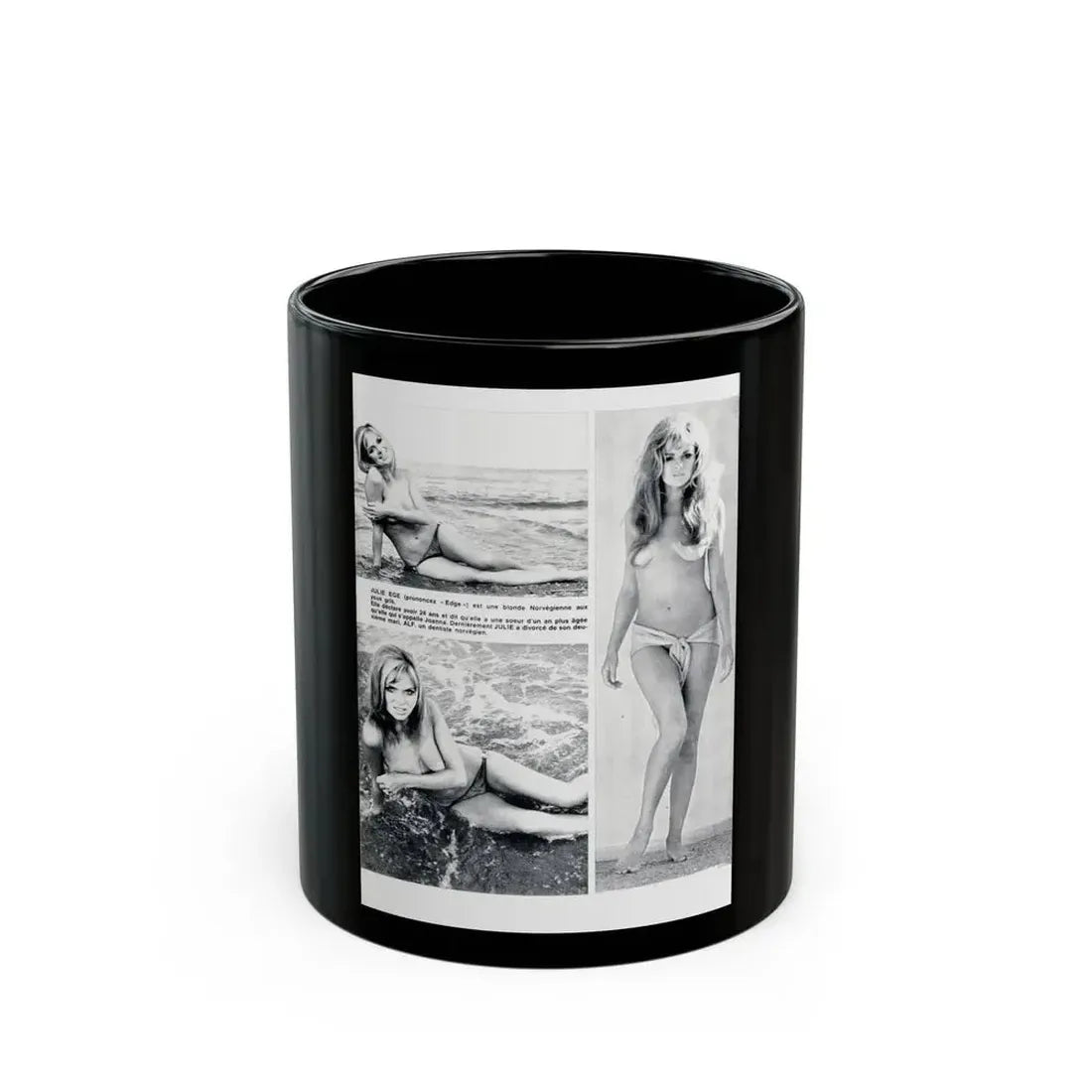 Julie Ege #199 (Vintage Female Icon) Black Coffee Mug 11oz - Go Mug Yourself
