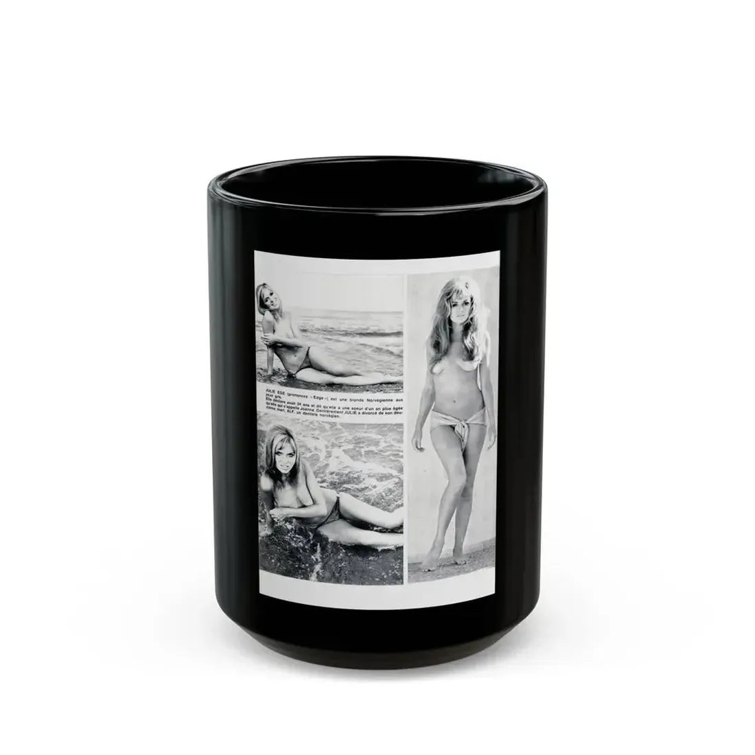 Julie Ege #199 (Vintage Female Icon) Black Coffee Mug 15oz - Go Mug Yourself