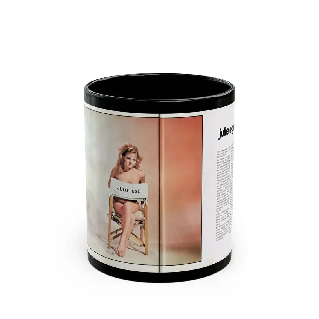 Julie Ege #210 (Vintage Female Icon) Black Coffee Mug 11oz - Go Mug Yourself