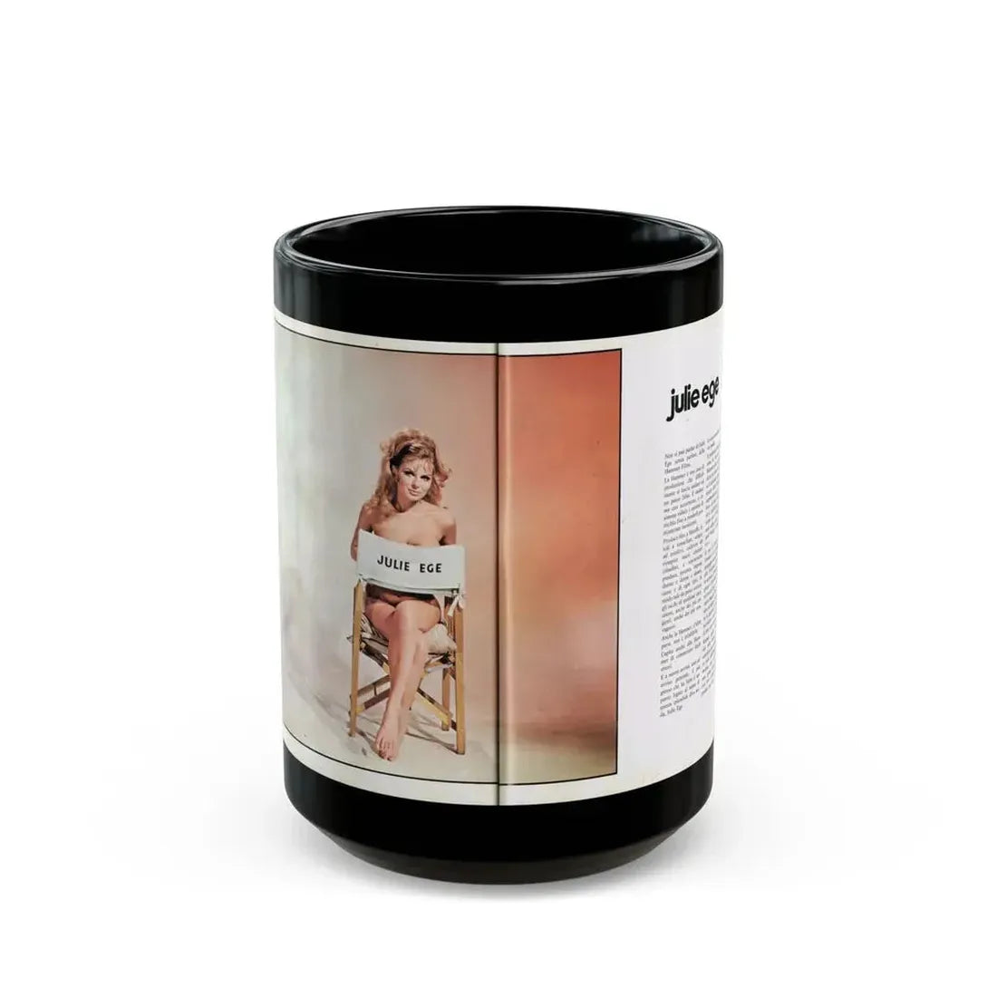 Julie Ege #210 (Vintage Female Icon) Black Coffee Mug 15oz - Go Mug Yourself