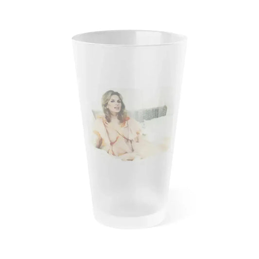 Julie Ege #219 - Color 8x10 Nearly Full Body Glamour Bed Shot from Early 70's (Vintage Female Icon) Frosted Pint Glass 16oz 16oz Frosted - Go Mug Yourself