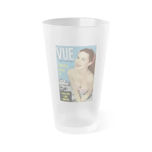 Julie Ege #227 - Joi on Cover in Color of VUE Digest Mag. Feb. '55 (Vintage Female Icon) Frosted Pint Glass 16oz 16oz Frosted - Go Mug Yourself