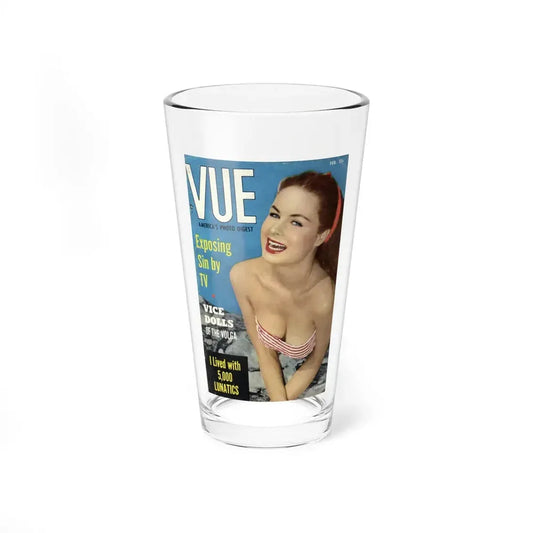 Julie Ege #227 - Joi on Cover in Color of VUE Digest Mag. Feb. '55 (Vintage Female Icon) Pint Glass 16oz 16oz - Go Mug Yourself