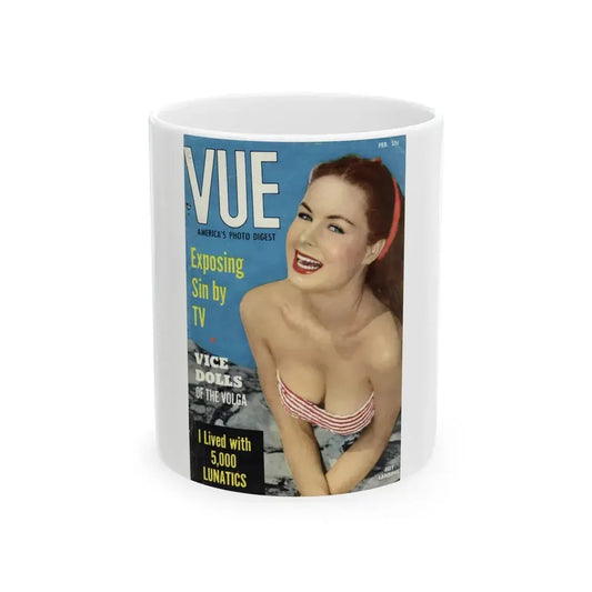 Julie Ege #227 - Joi on Cover in Color of VUE Digest Mag. Feb. '55 (Vintage Female Icon) White Coffee Mug 11oz - Go Mug Yourself