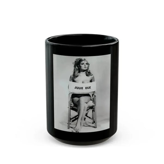 Julie Ege #269 - 8x10 B&W Full Body Semi Nude from 70's via a HQ (Vintage Female Icon) Black Coffee Mug 15oz - Go Mug Yourself
