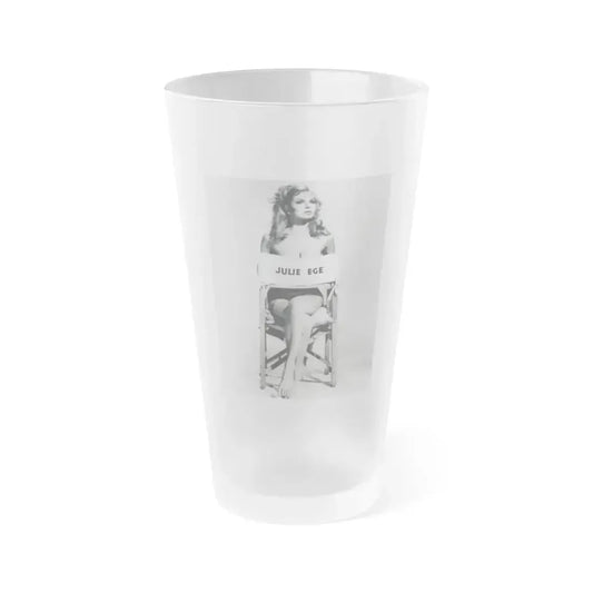 Julie Ege #269 - 8x10 B&W Full Body Semi Nude from 70's via a HQ (Vintage Female Icon) Frosted Pint Glass 16oz 16oz Frosted - Go Mug Yourself