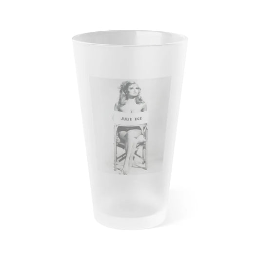 Julie Ege #269 - 8x10 B&W Full Body Semi Nude from 70's via a HQ (Vintage Female Icon) Frosted Pint Glass 16oz-16oz-Frosted-Go Mug Yourself