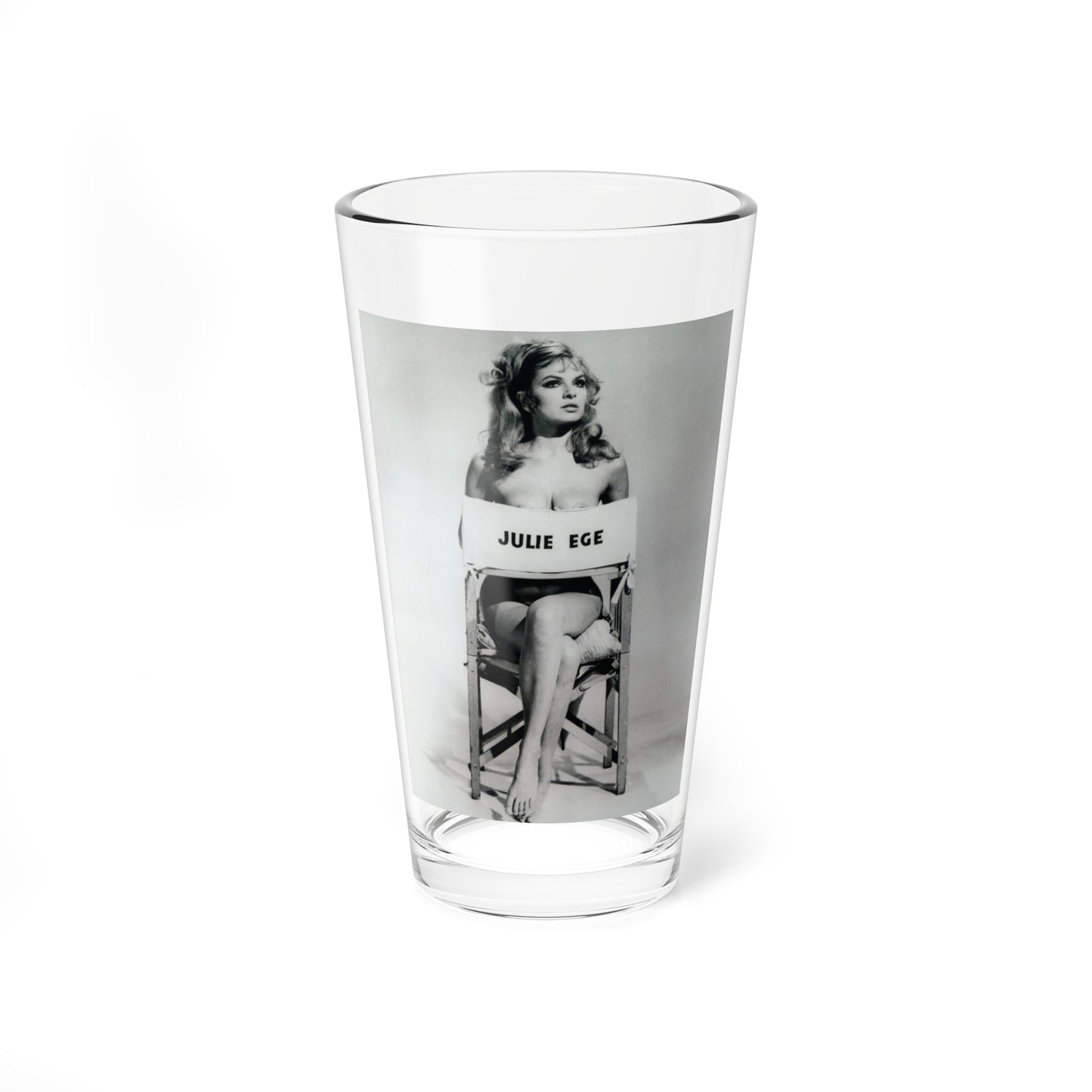 Julie Ege #269 - 8x10 B&W Full Body Semi Nude from 70's via a HQ (Vintage Female Icon) Pint Glass 16oz-16oz-Go Mug Yourself