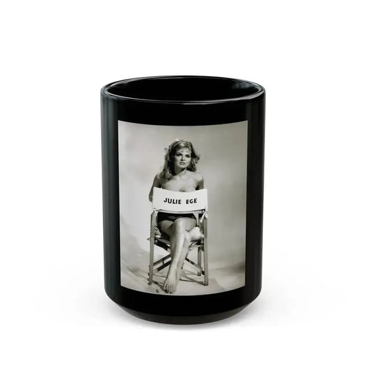 Julie Ege #270 - 8x10 B&W Full Body Semi Nude from 70's via a HQ LQ Re-Strike from (Vintage Female Icon) Black Coffee Mug 15oz - Go Mug Yourself